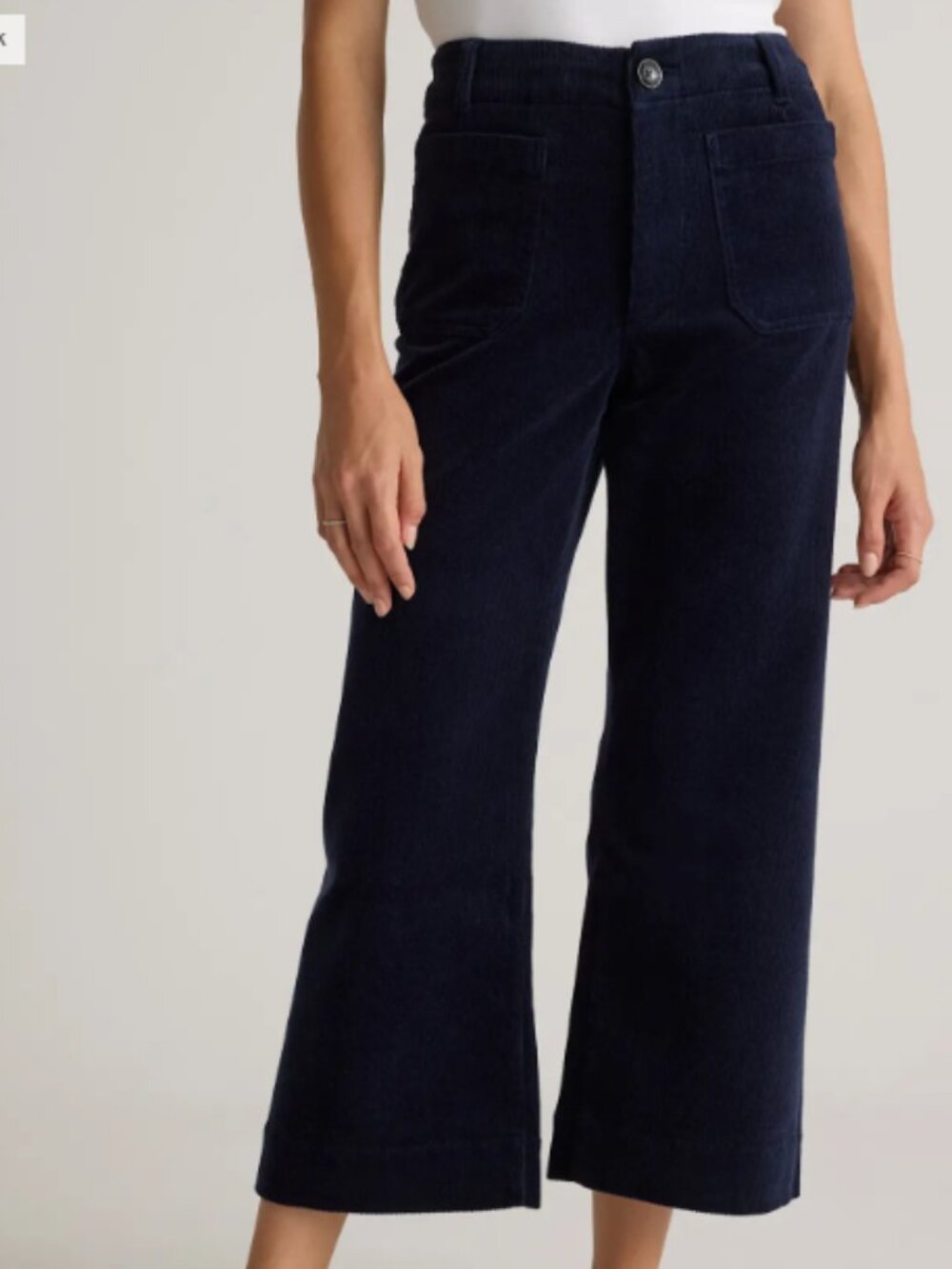 Quince Organic Stretch Corduroy Cropped Wide Leg Pants